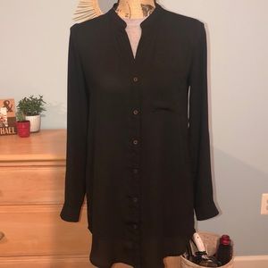Black flowy and slightly sheer button down top